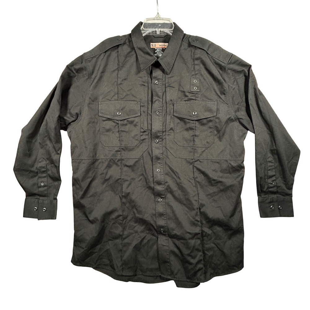 NWOT 5.11 Tactical Shirt Men 2XL Deep Black PDU Long Sleeve Button Up shirt